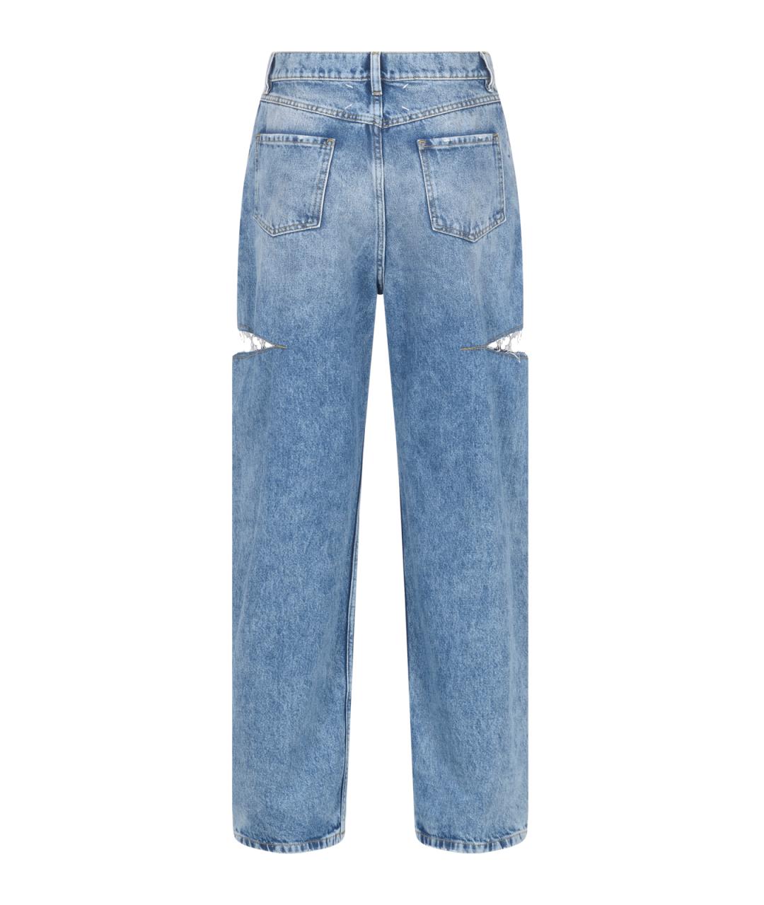 MAISON MARGIELA Синие хлопковые прямые джинсы, фото 2