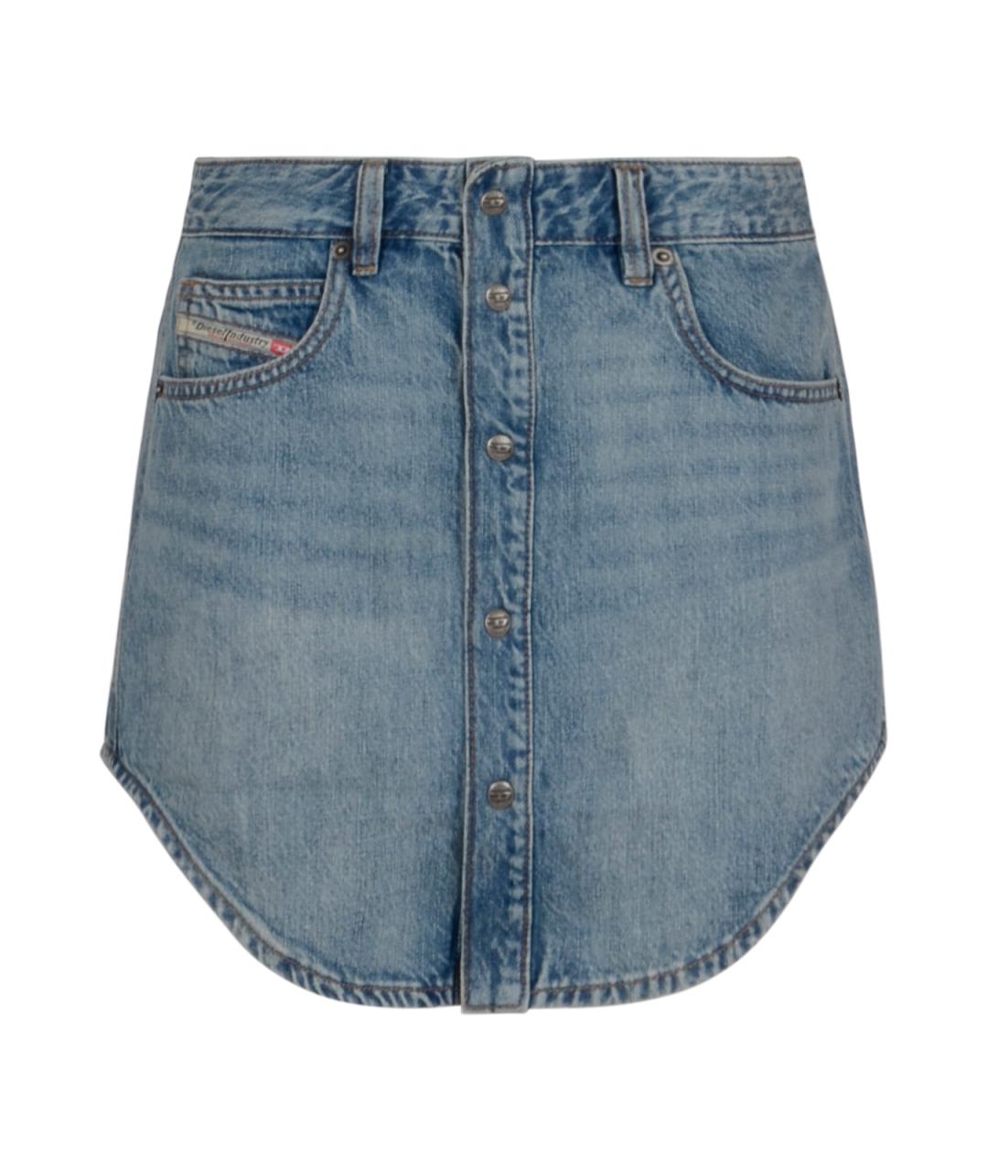 DIESEL Синяя хлопковая юбка миди, фото 1