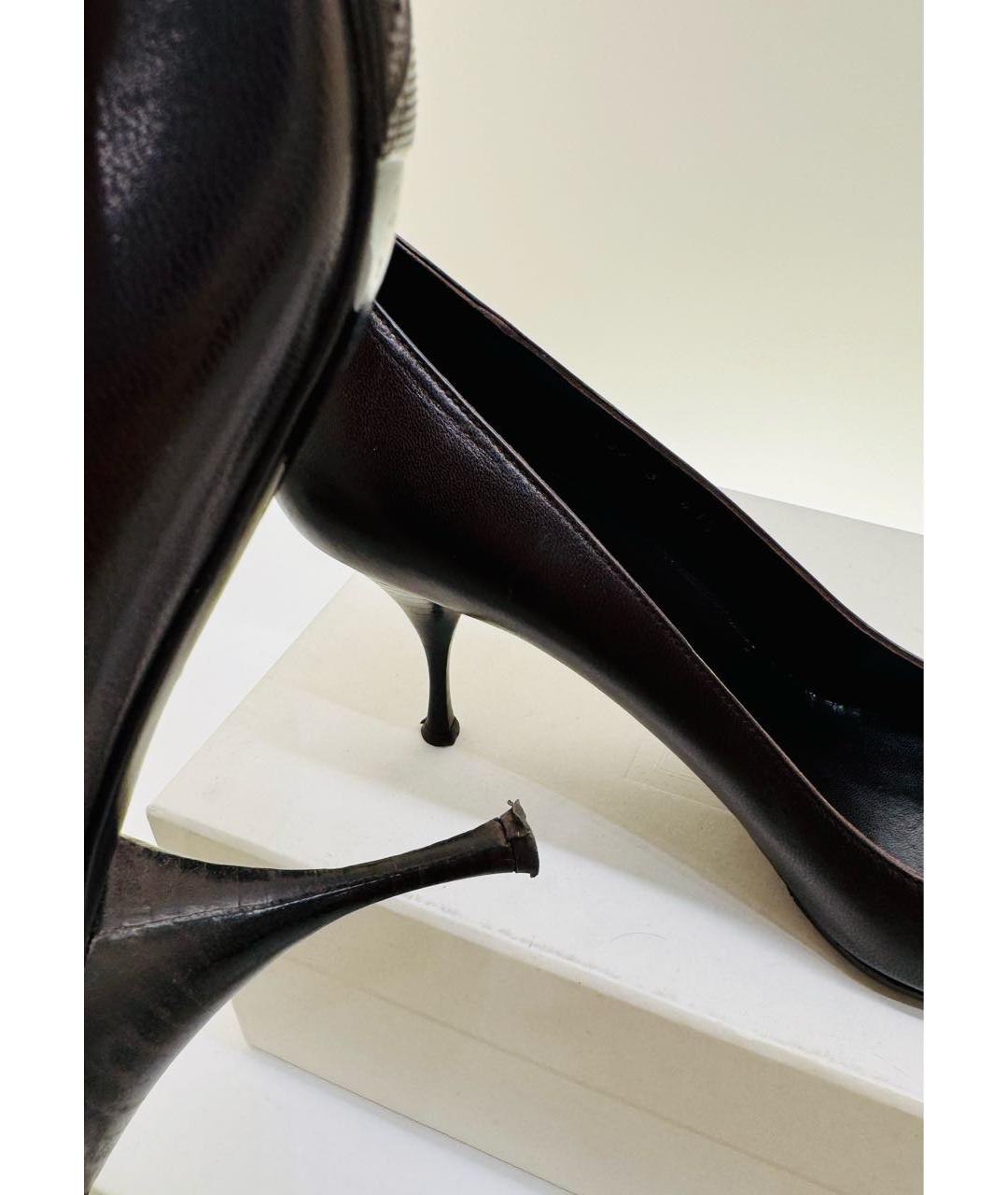 SAINT LAURENT Коричневые кожаные туфли, фото 7