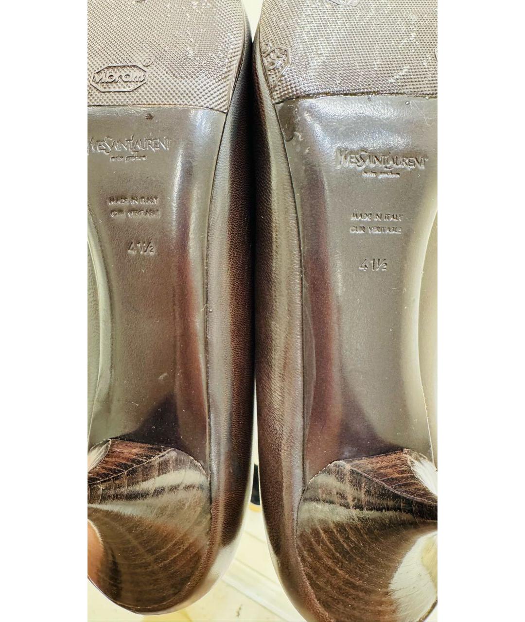 SAINT LAURENT Коричневые кожаные туфли, фото 6