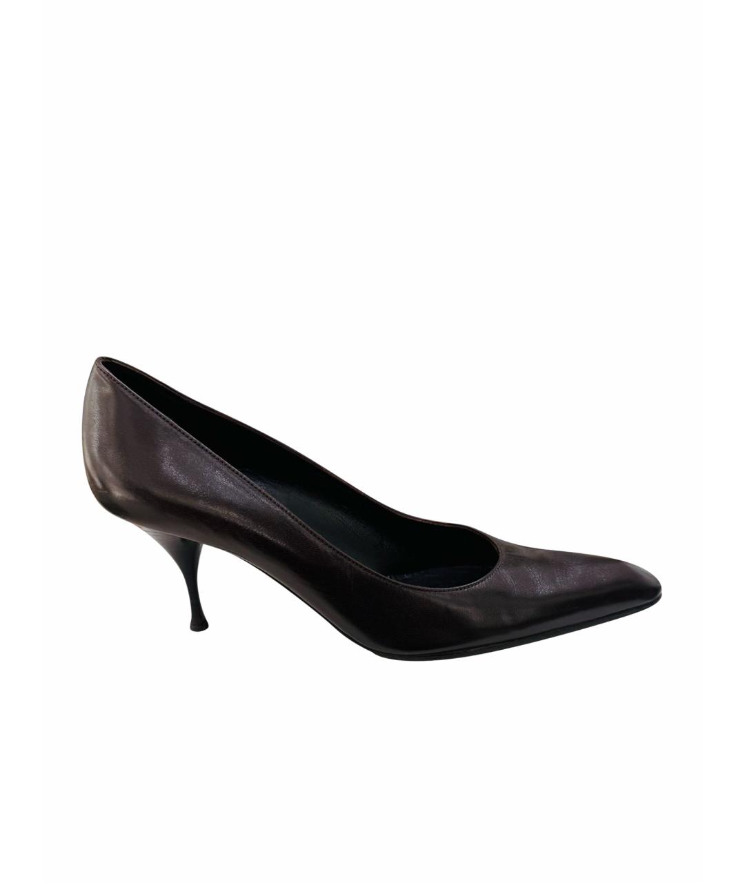 SAINT LAURENT Коричневые кожаные туфли, фото 1