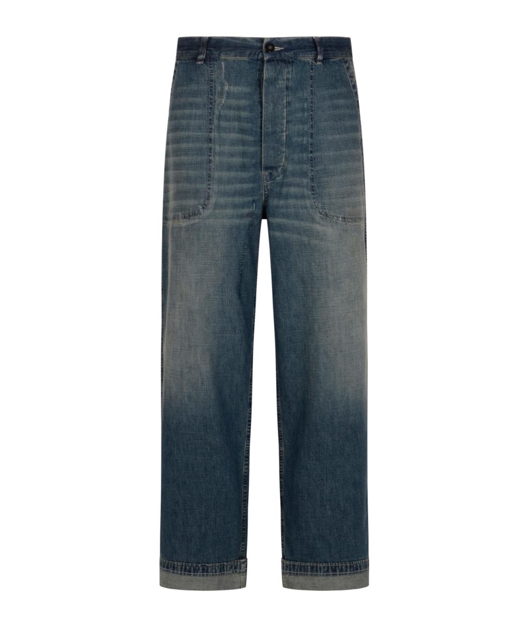 MAISON MARGIELA Синие хлопковые прямые джинсы, фото 1