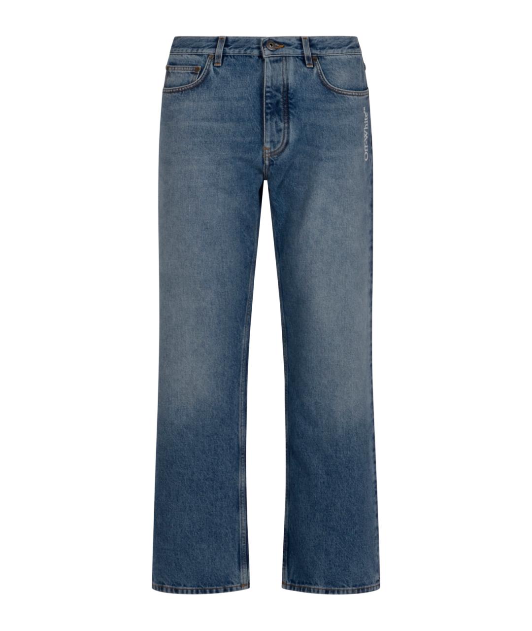 OFF-WHITE Синие хлопковые прямые джинсы, фото 1