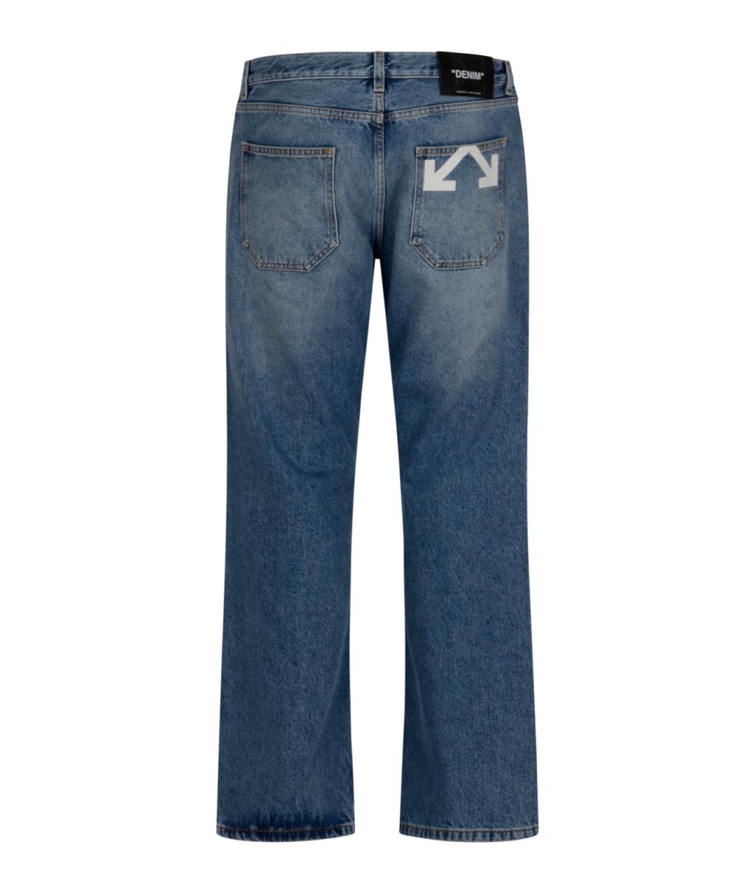 OFF-WHITE Синие хлопковые прямые джинсы, фото 2