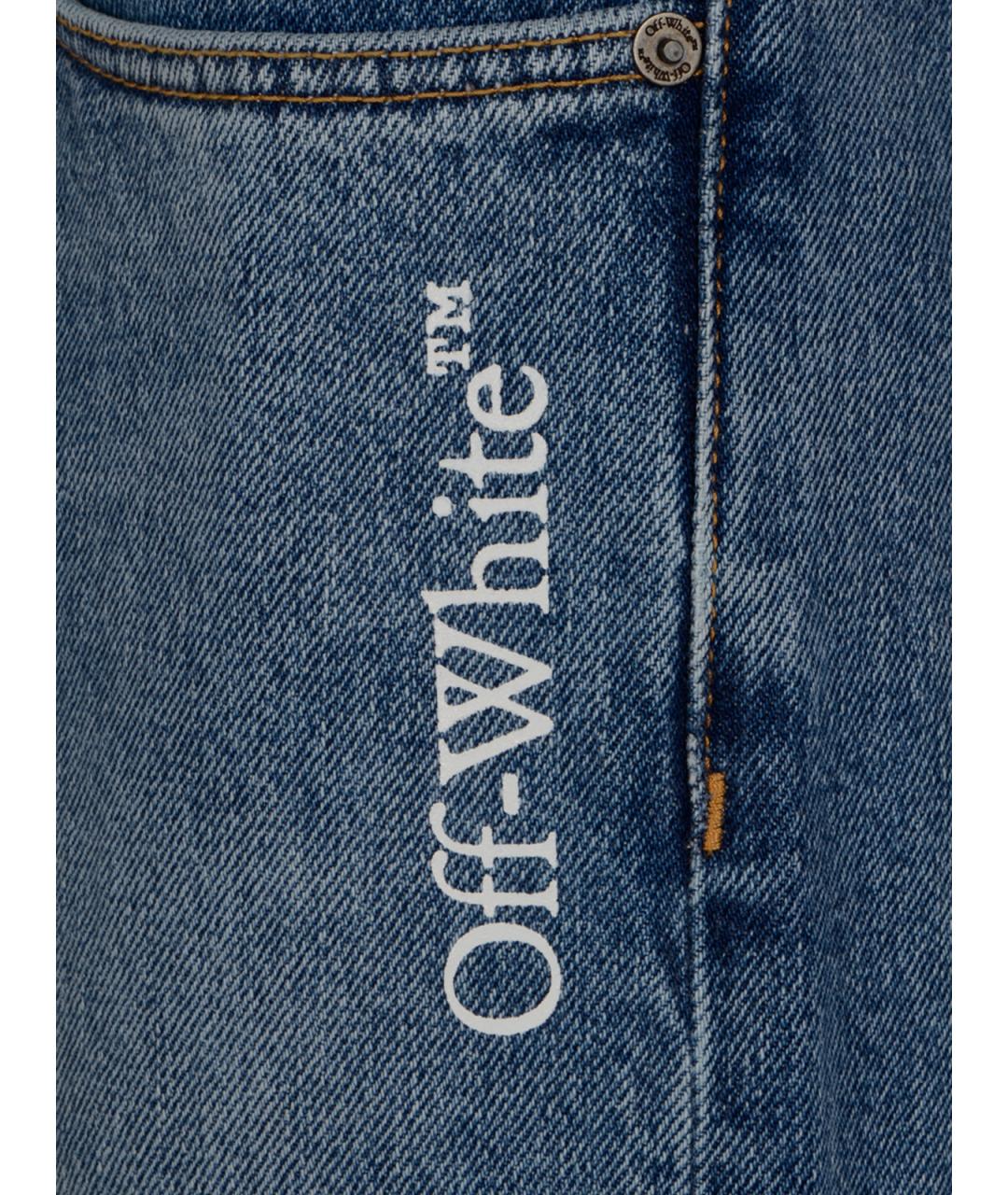 OFF-WHITE Синие хлопковые прямые джинсы, фото 3