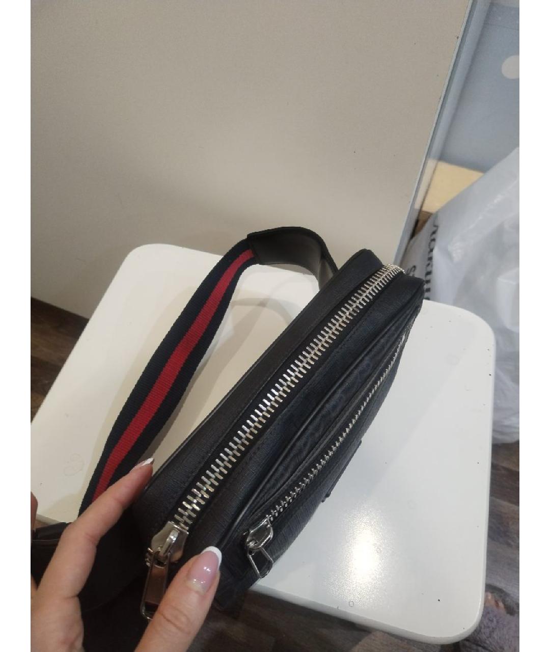 GUCCI Антрацитовая кожаная поясная сумка, фото 5