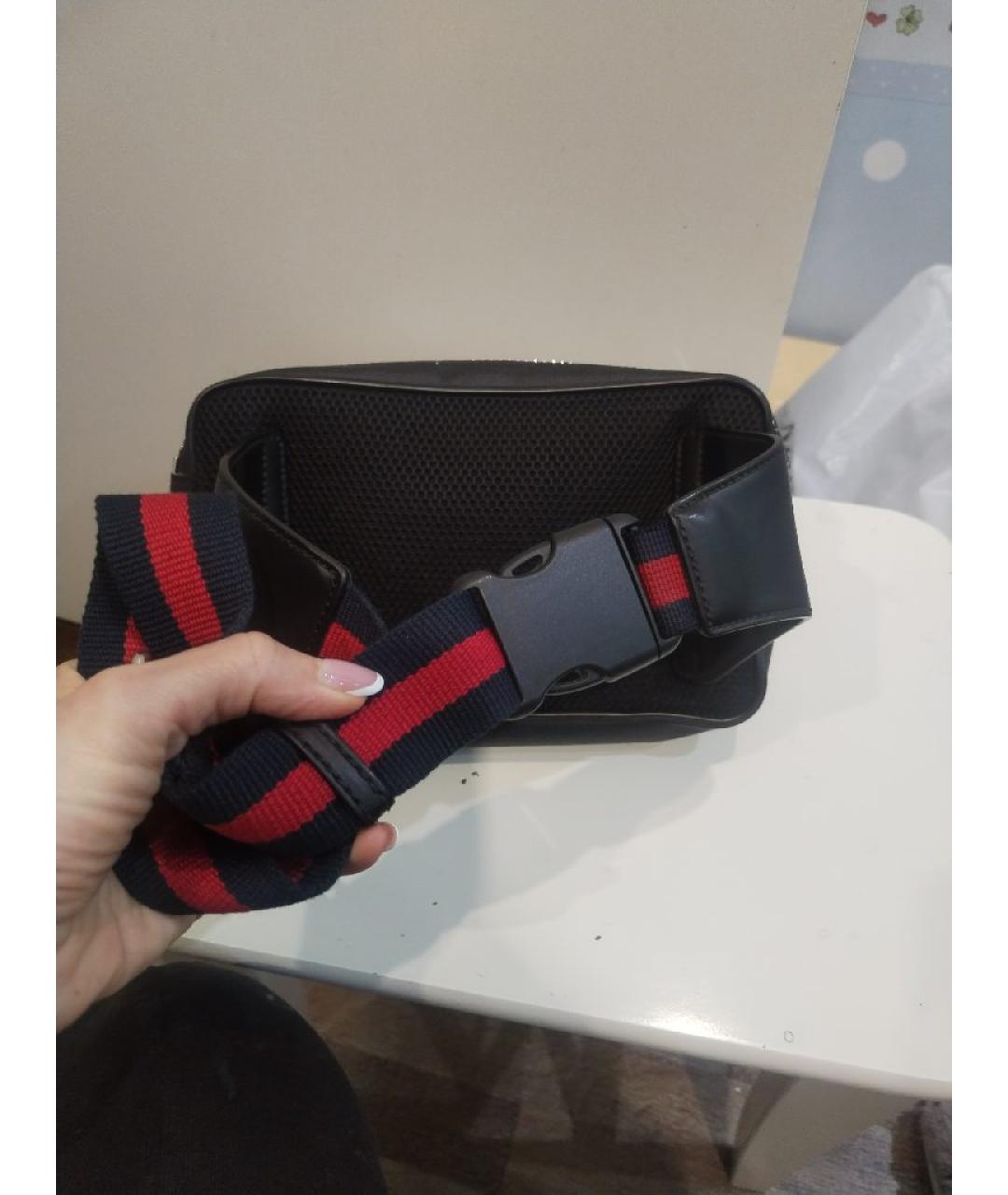 GUCCI Антрацитовая кожаная поясная сумка, фото 2