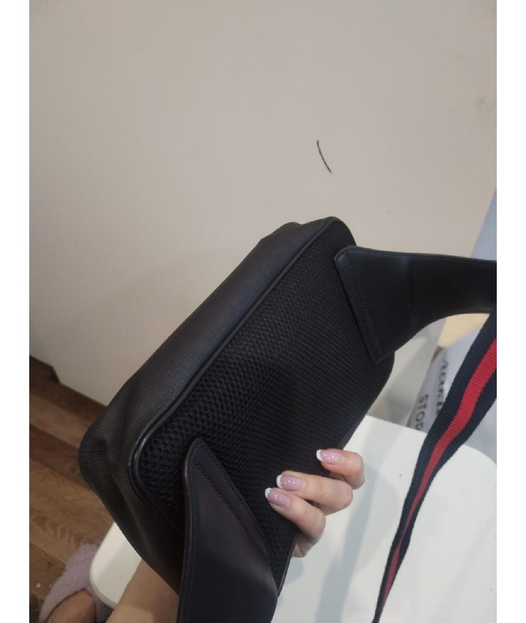 GUCCI Антрацитовая кожаная поясная сумка, фото 4