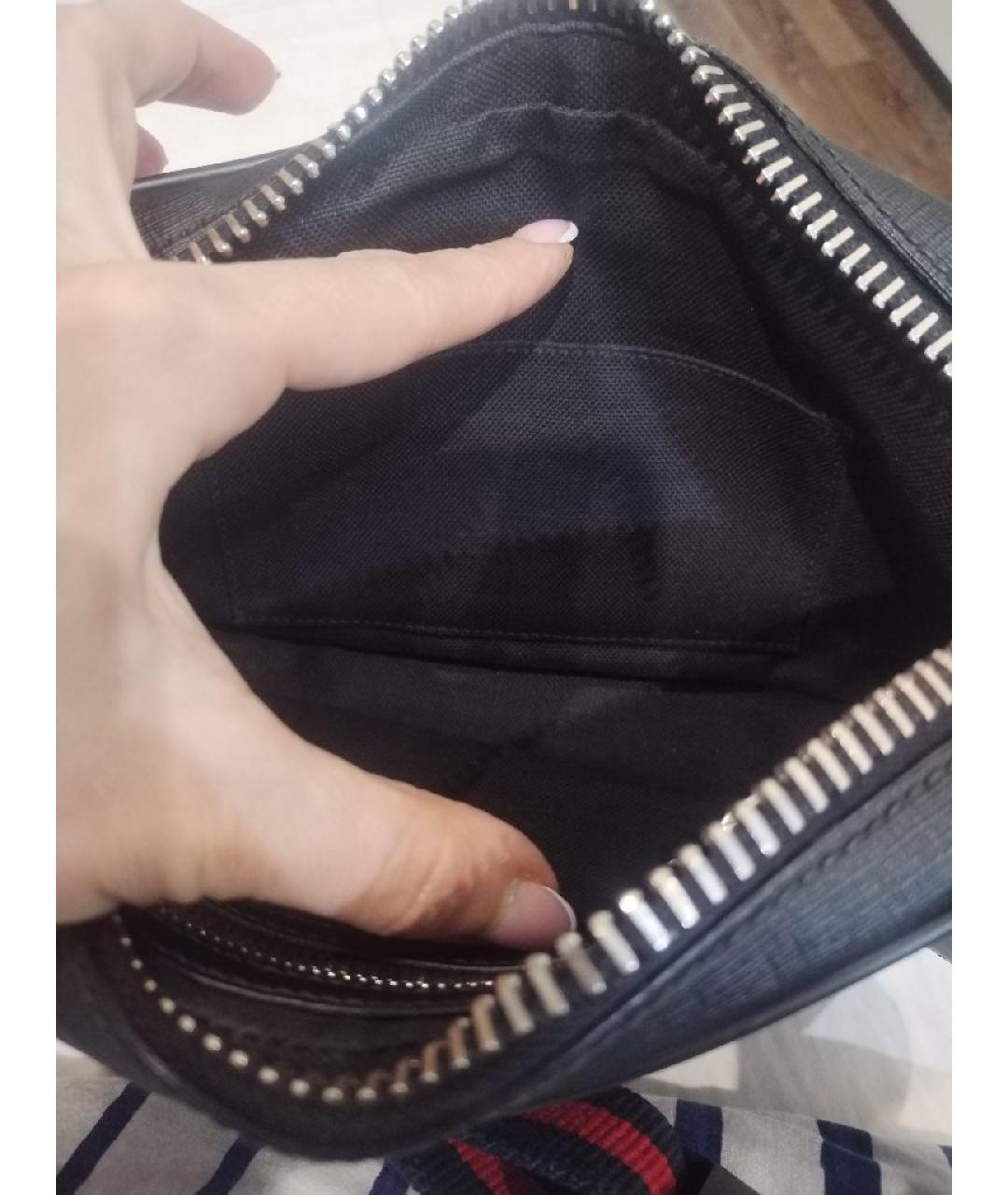 GUCCI Антрацитовая кожаная поясная сумка, фото 7