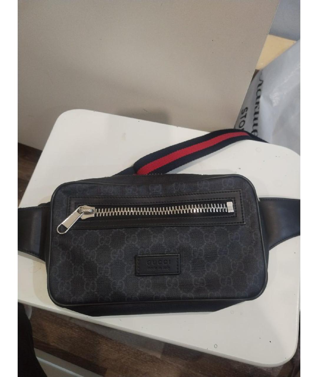 GUCCI Антрацитовая кожаная поясная сумка, фото 10