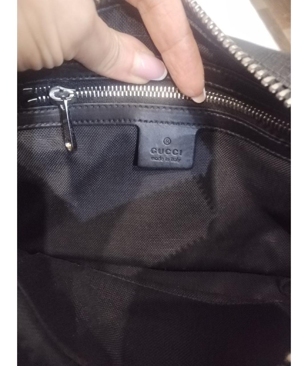 GUCCI Антрацитовая кожаная поясная сумка, фото 6