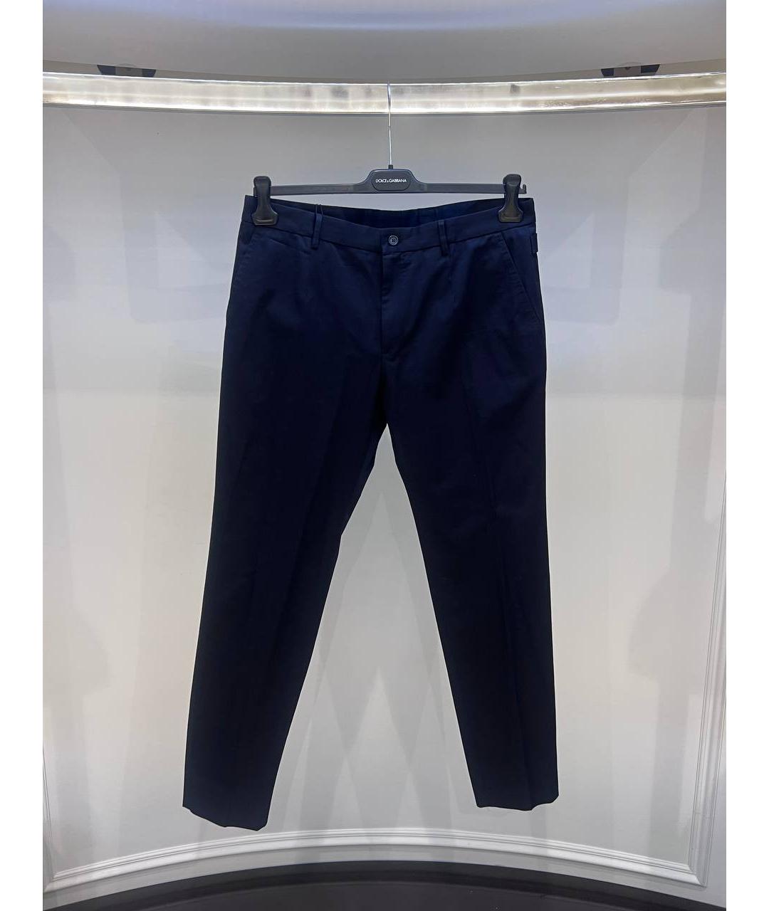 DOLCE&GABBANA Синие хлопковые повседневные брюки, фото 4