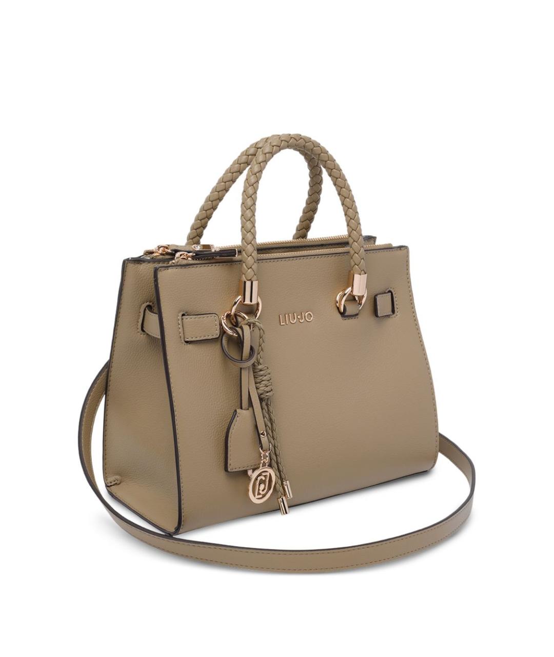 LIU JO Бежевая кожаная сумка тоут, фото 4
