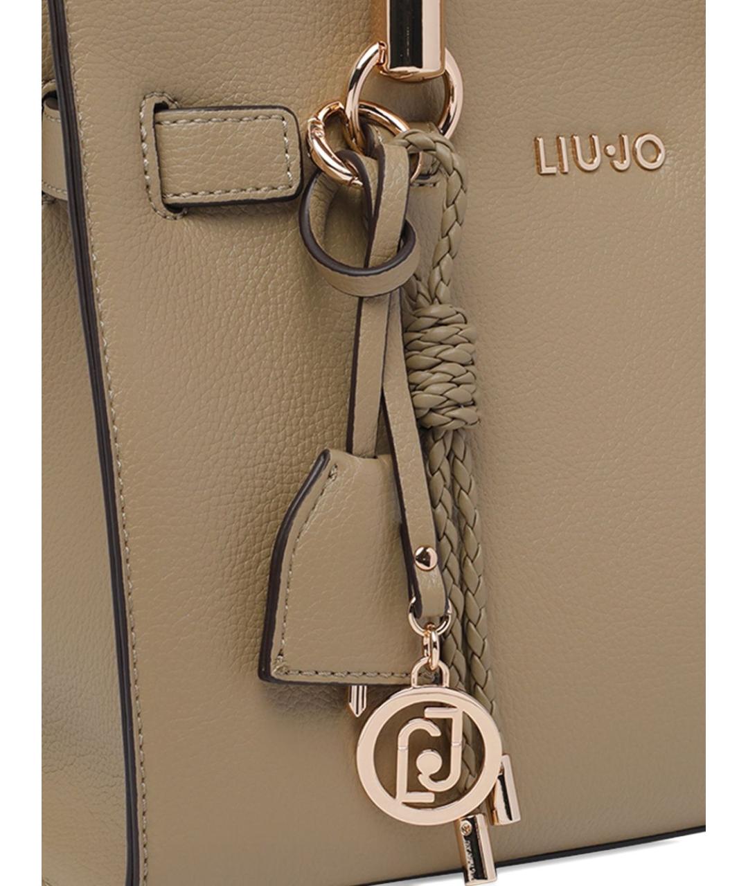 LIU JO Бежевая кожаная сумка тоут, фото 3