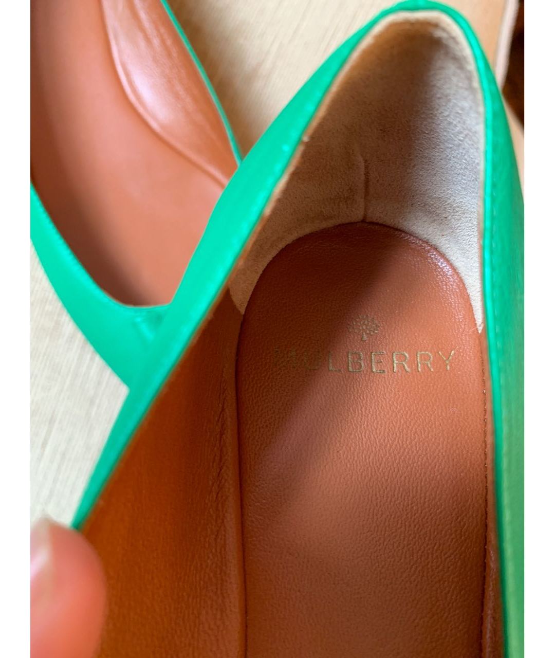 MULBERRY Зеленые кожаные балетки, фото 6