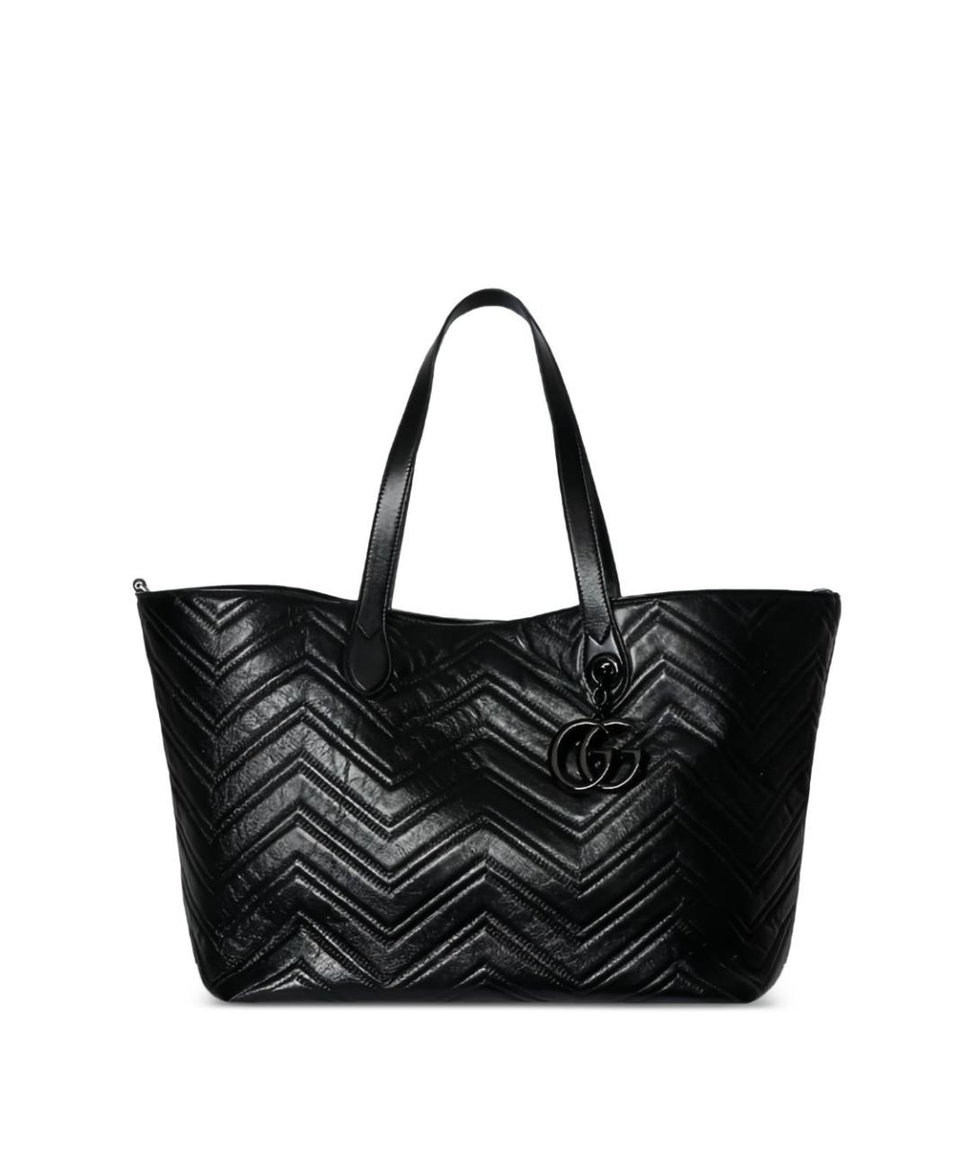 GUCCI Черная кожаная сумка тоут, фото 3