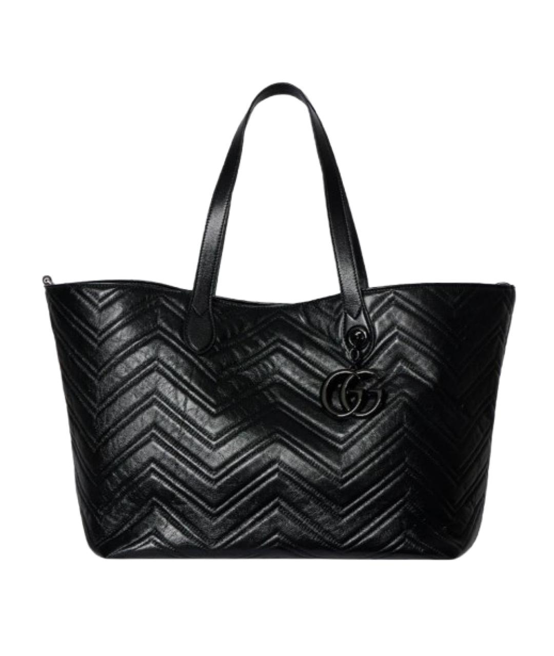 GUCCI Черная кожаная сумка тоут, фото 1