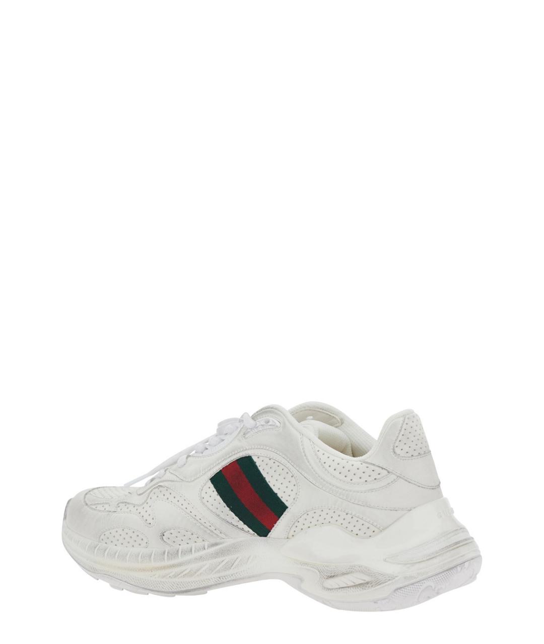 GUCCI Белые текстильные низкие кроссовки / кеды, фото 4