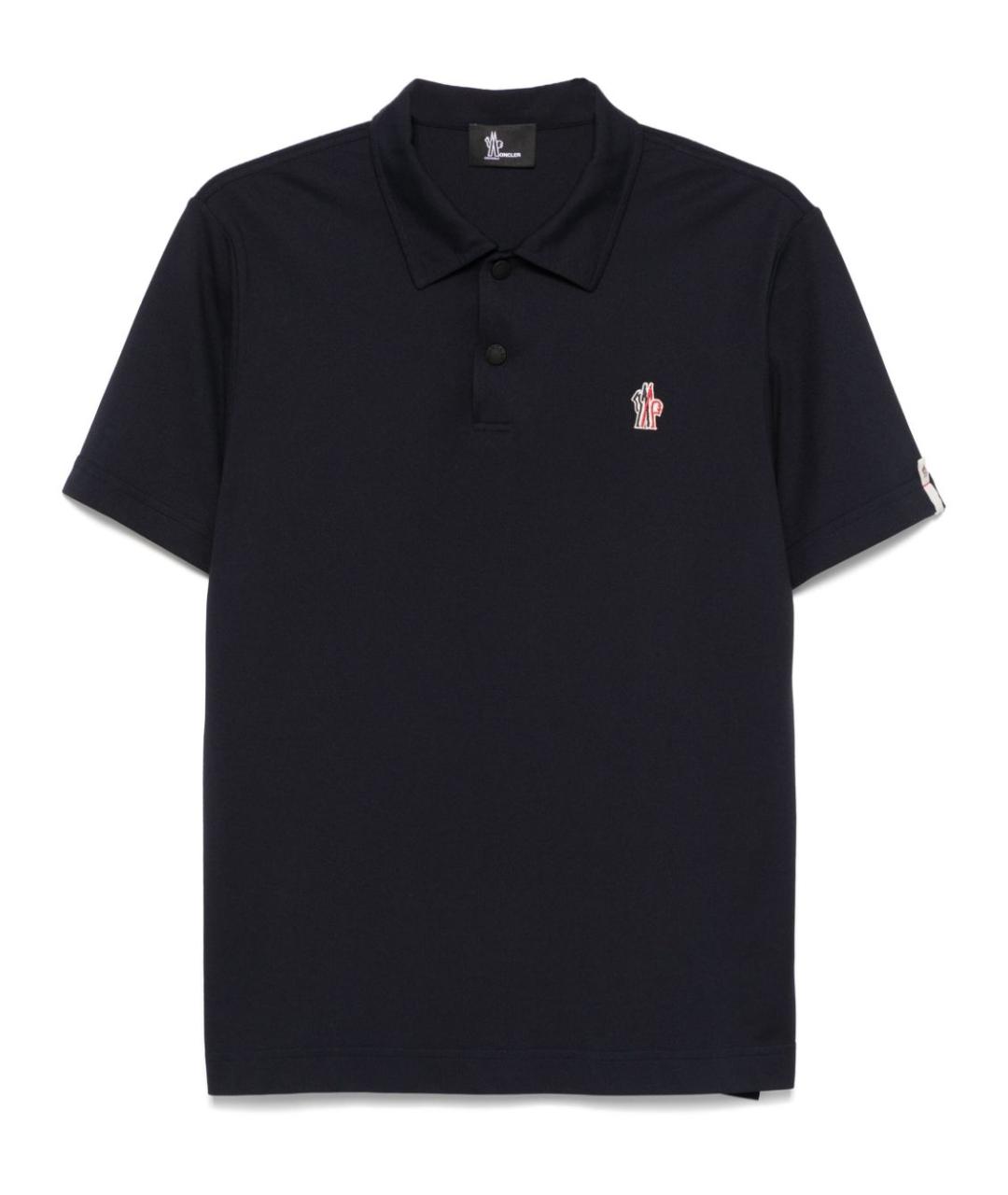 MONCLER GRENOBLE Темно-синее поло с коротким рукавом, фото 1