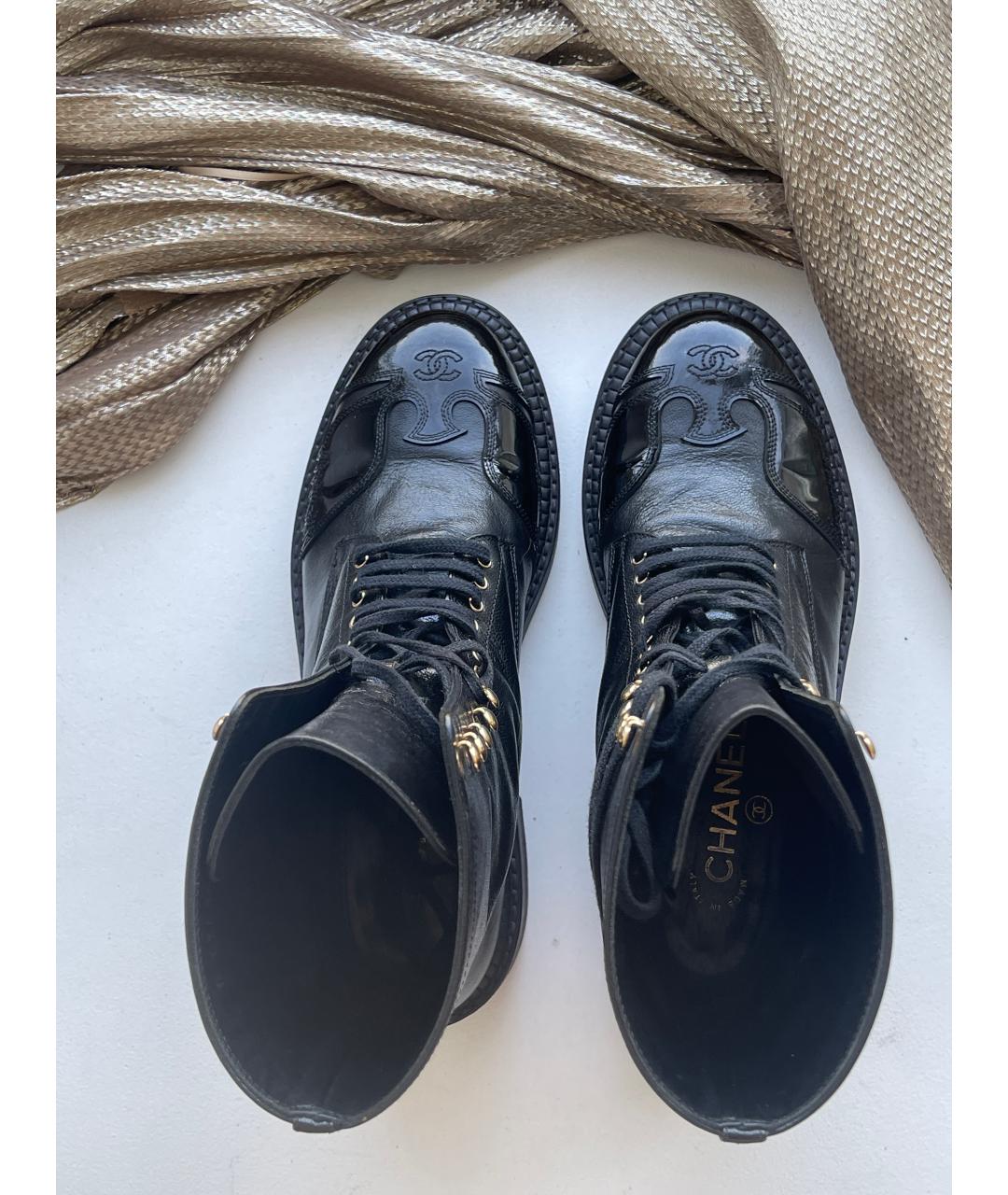 CHANEL Черные кожаные ботинки, фото 4
