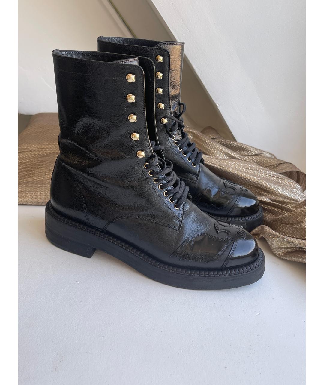 CHANEL Черные кожаные ботинки, фото 2