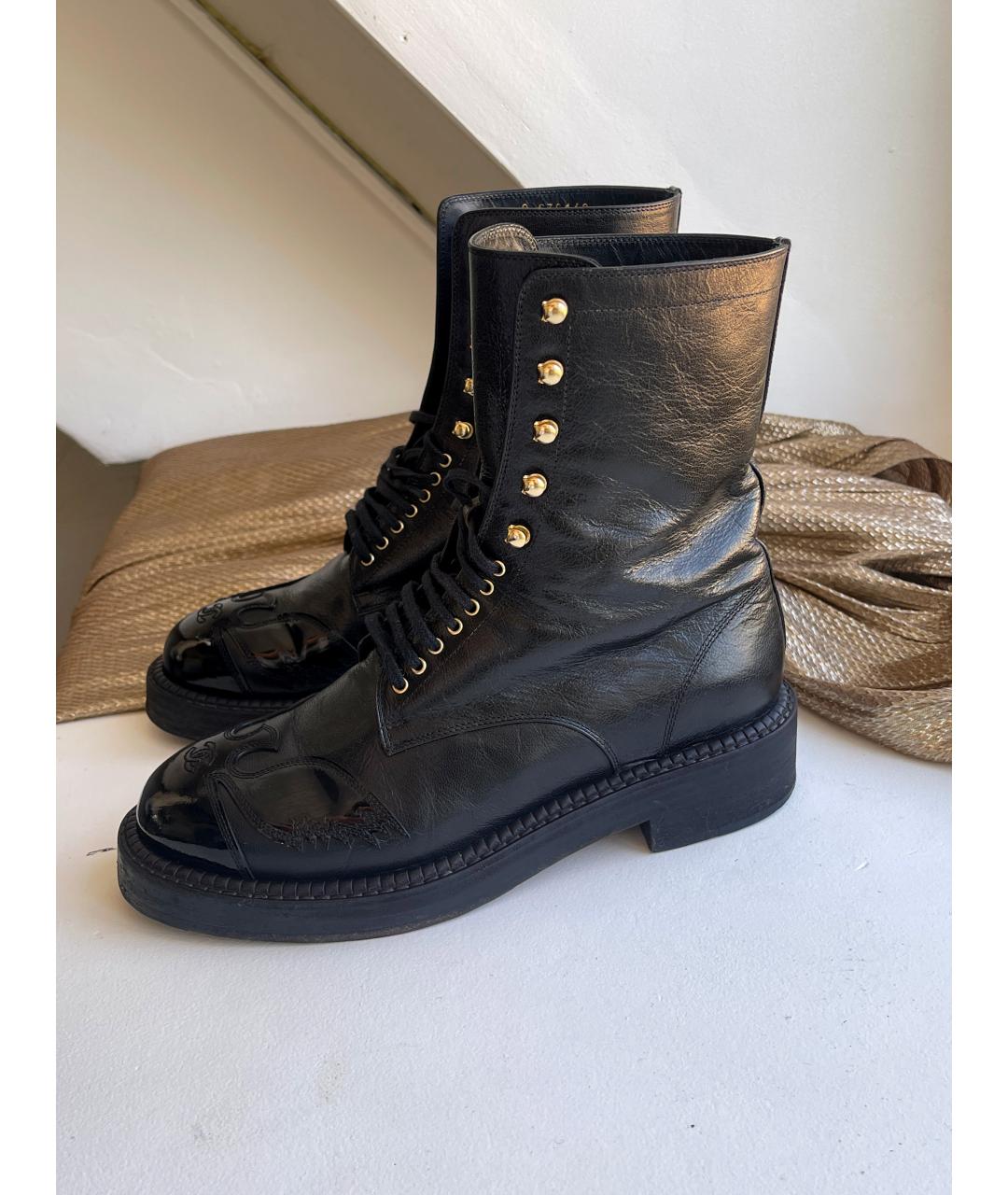 CHANEL Черные кожаные ботинки, фото 3