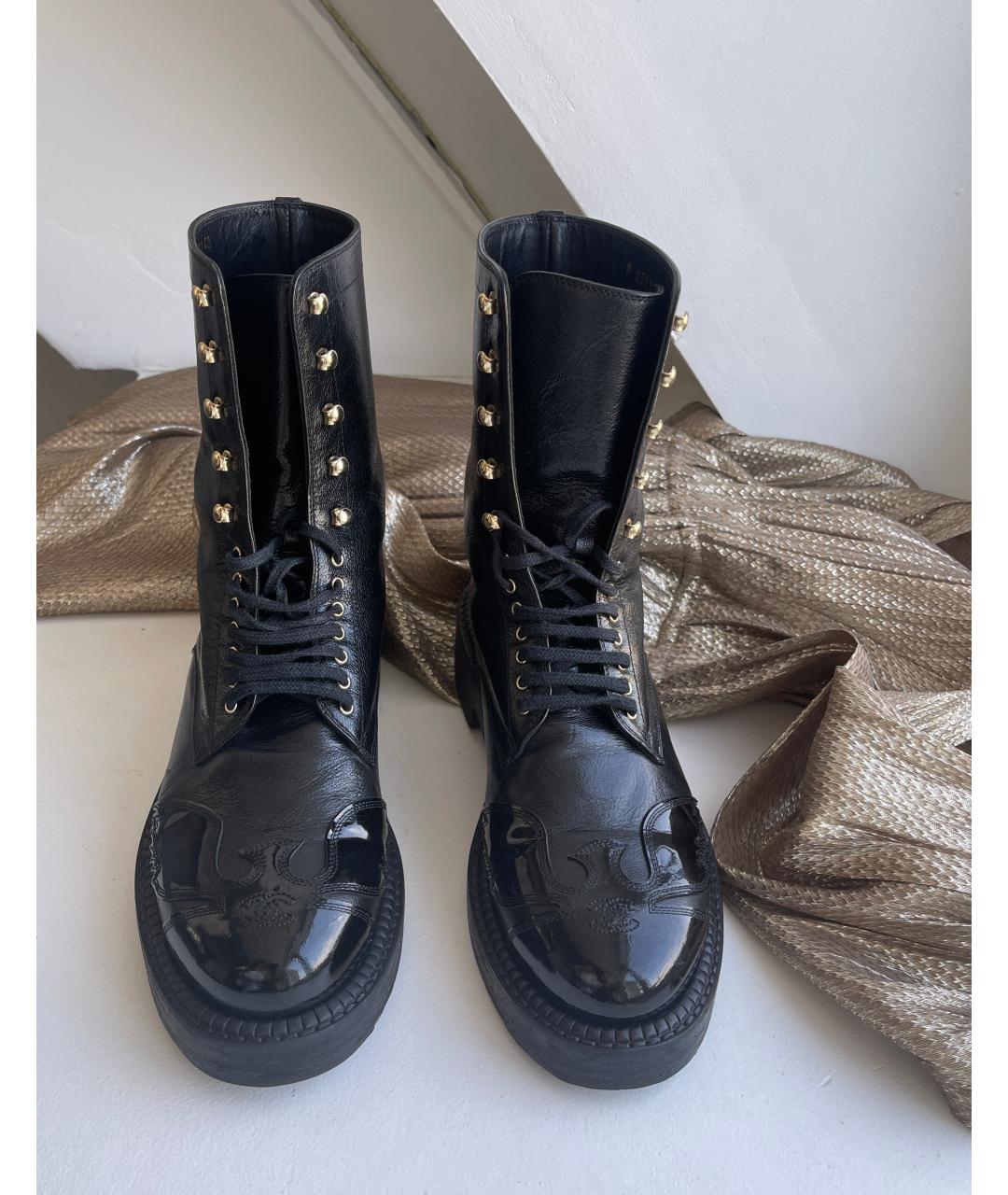 CHANEL Черные кожаные ботинки, фото 7