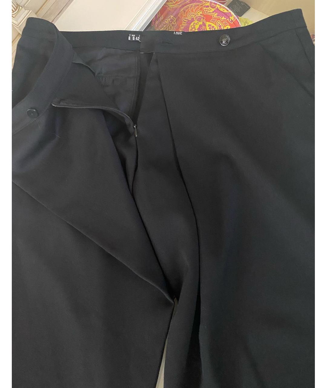 LOVE MOSCHINO Черные шерстяные прямые брюки, фото 3