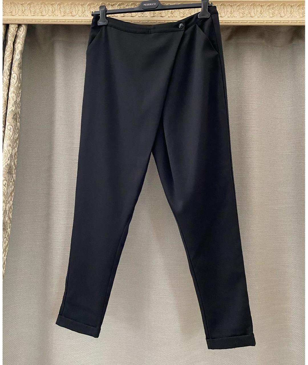 LOVE MOSCHINO Черные шерстяные прямые брюки, фото 2