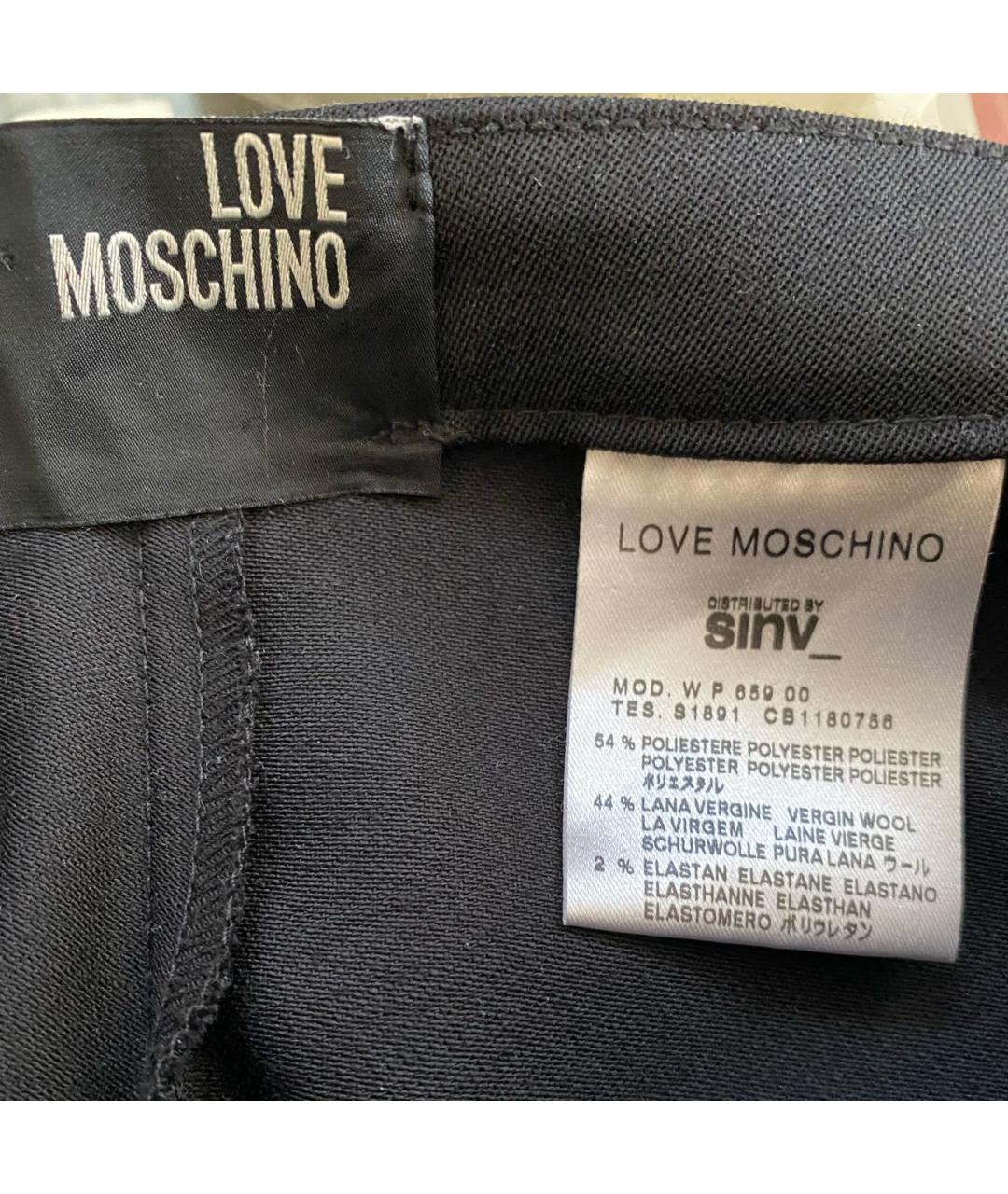 LOVE MOSCHINO Черные шерстяные прямые брюки, фото 4