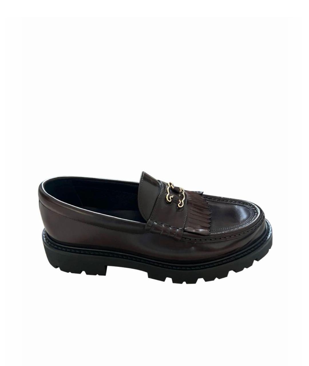 CELINE Бордовые кожаные лоферы, фото 1