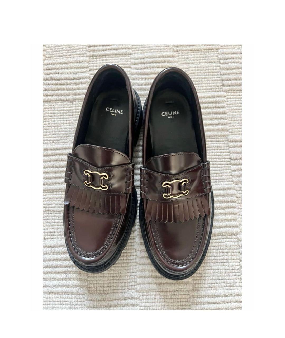 CELINE Бордовые кожаные лоферы, фото 2