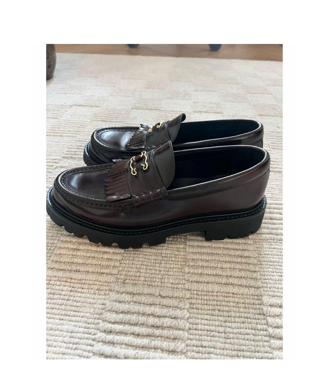 CELINE Бордовые кожаные лоферы, фото 4