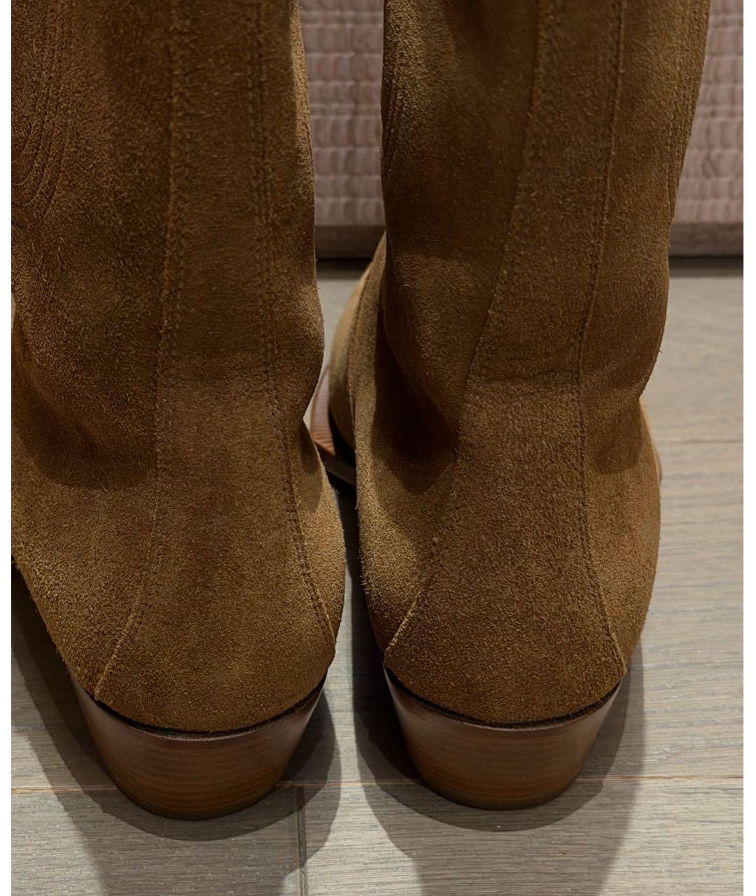 HERMES Бежевые замшевые сапоги, фото 4
