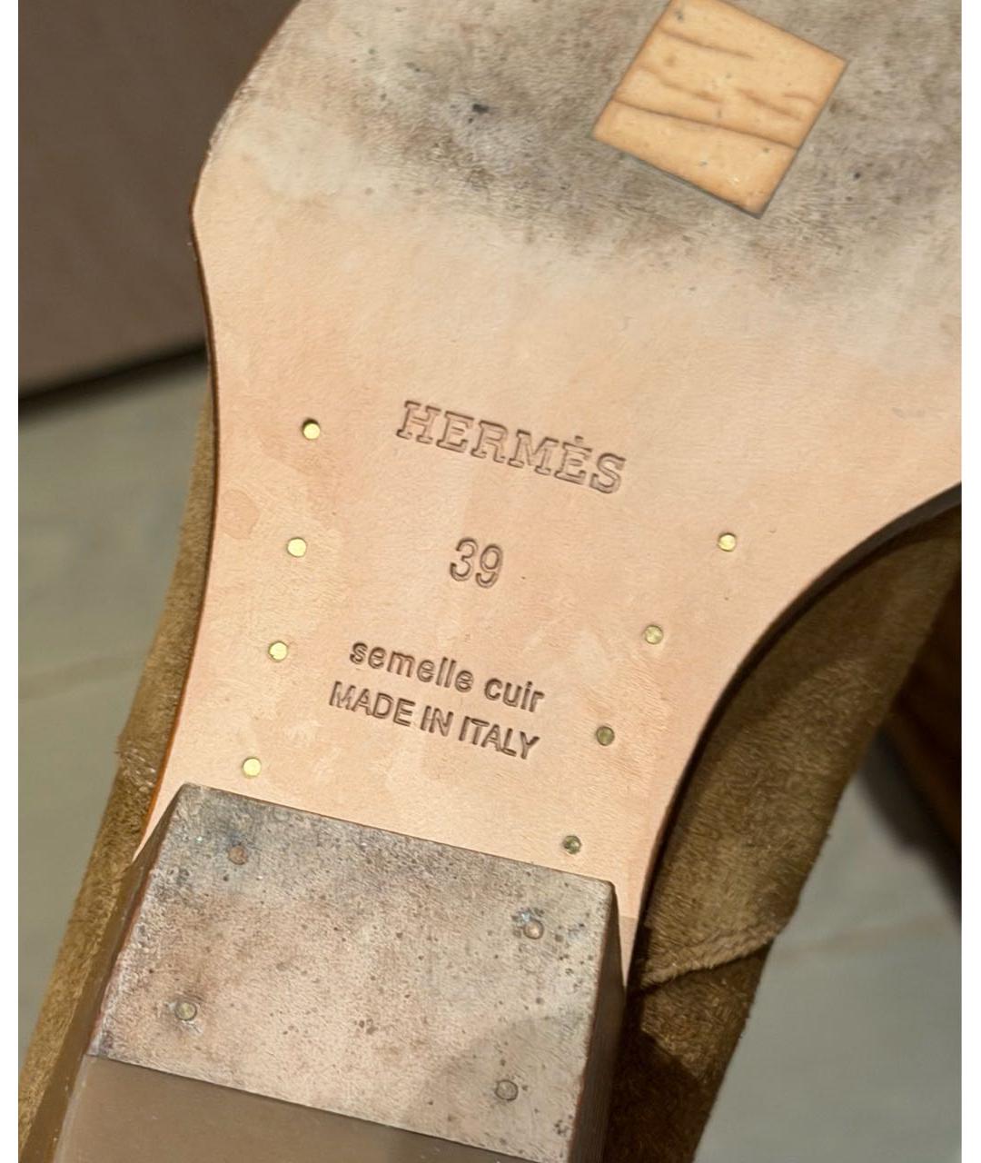 HERMES Бежевые замшевые сапоги, фото 7