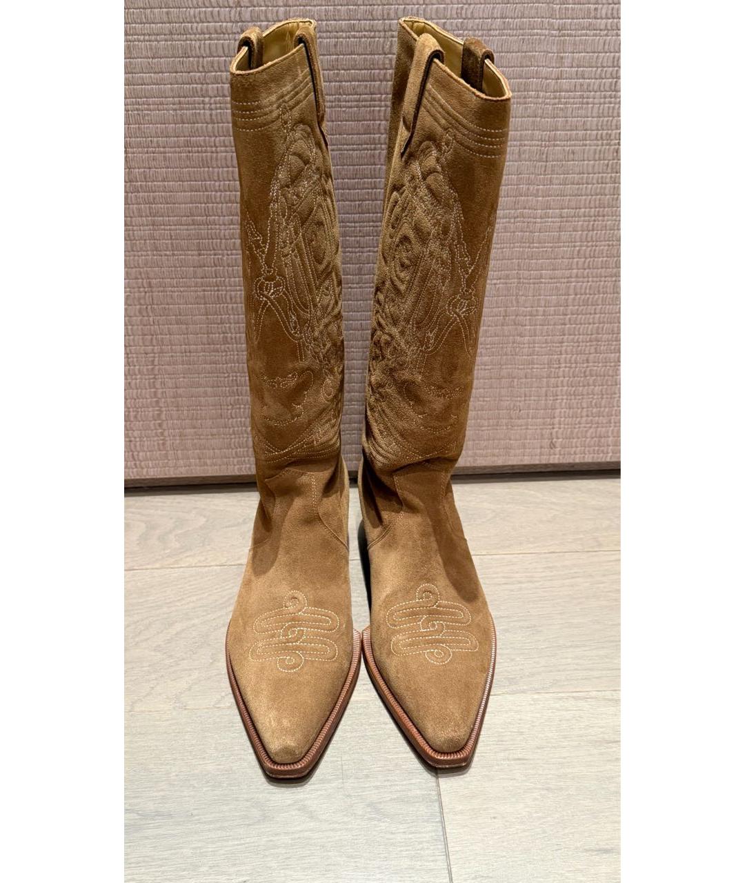 HERMES Бежевые замшевые сапоги, фото 2