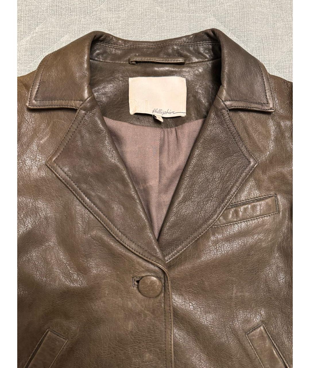 3.1 PHILLIP LIM Антрацитовый кожаный жакет/пиджак, фото 3