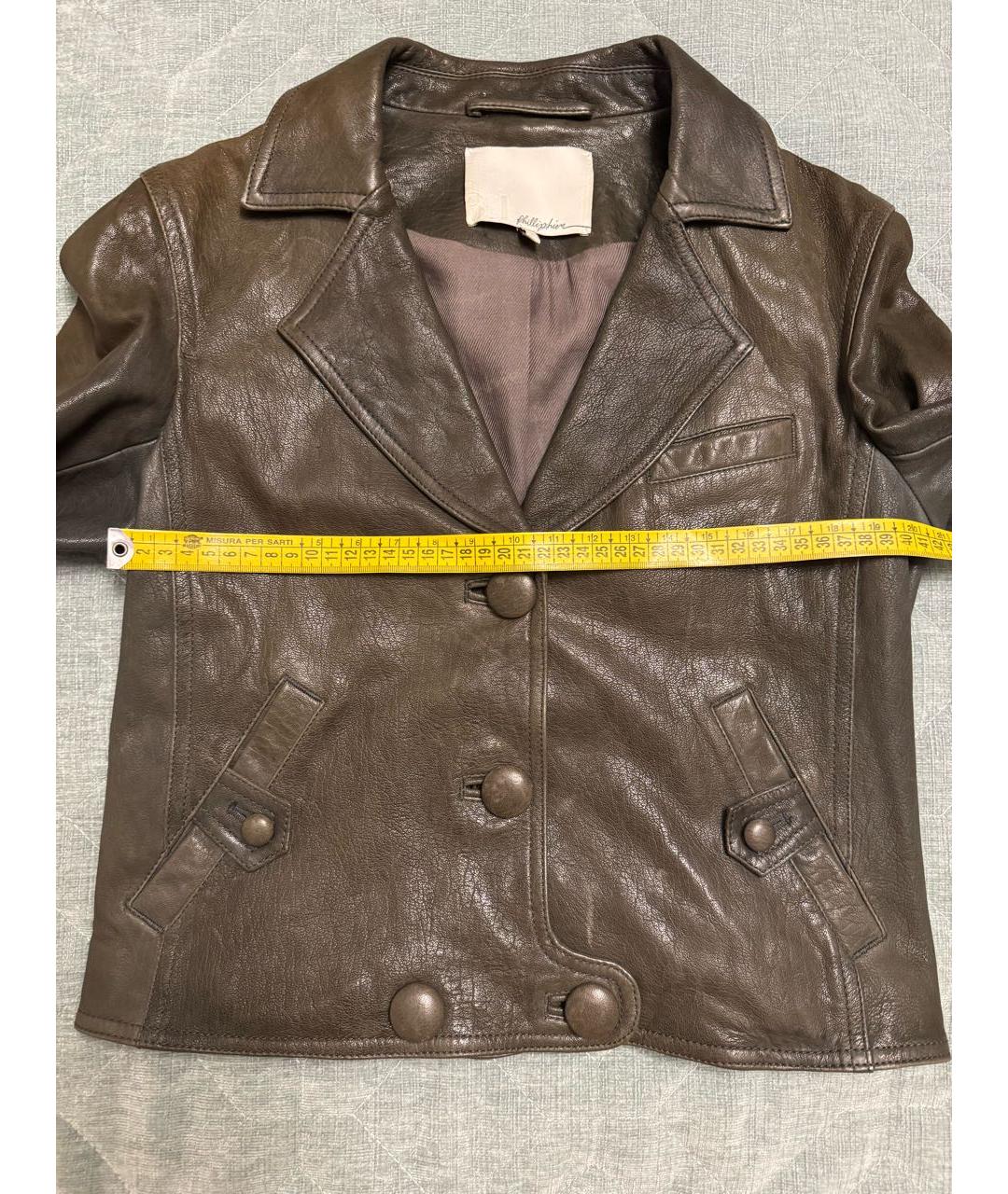 3.1 PHILLIP LIM Антрацитовый кожаный жакет/пиджак, фото 5