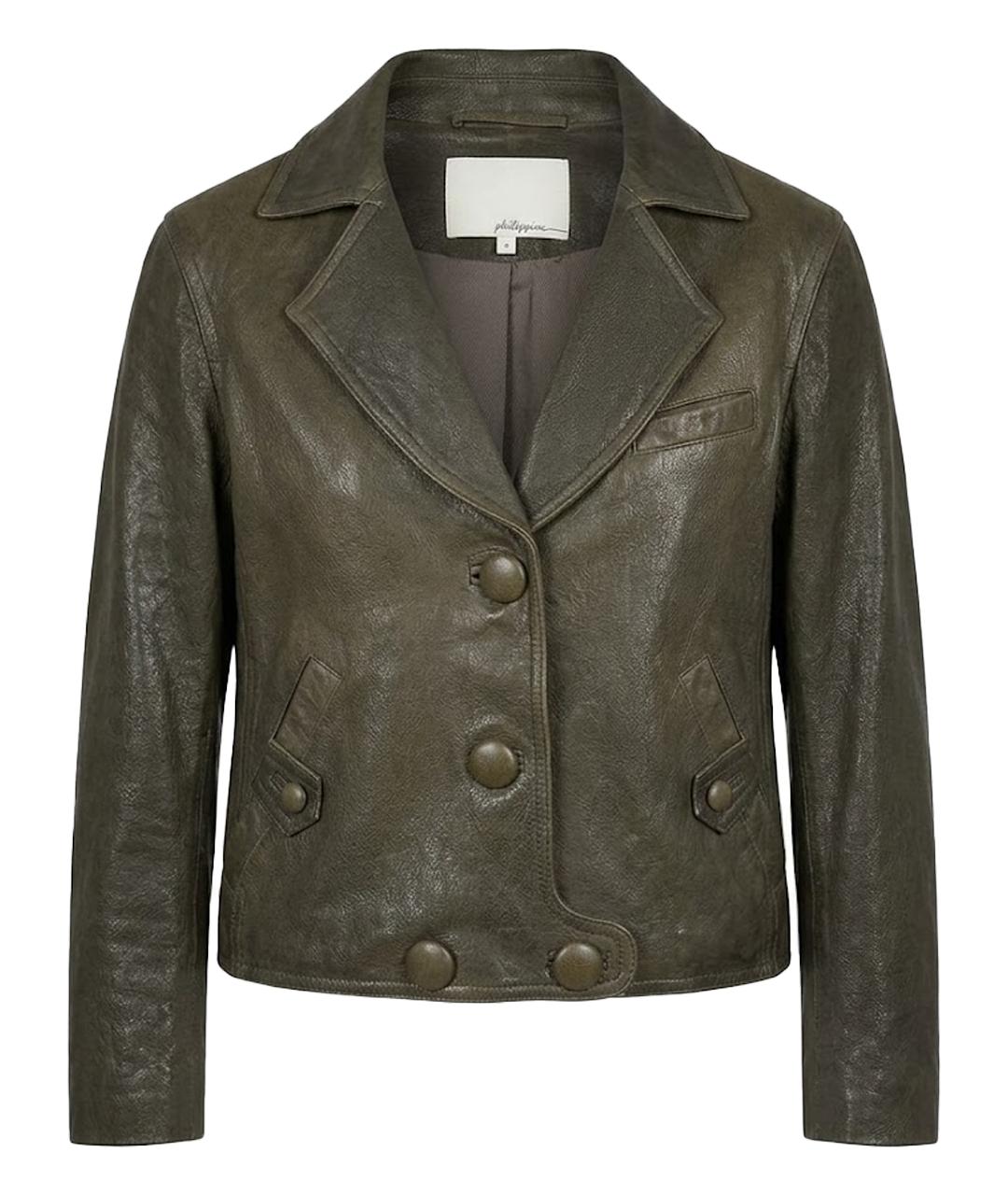 3.1 PHILLIP LIM Антрацитовый кожаный жакет/пиджак, фото 1