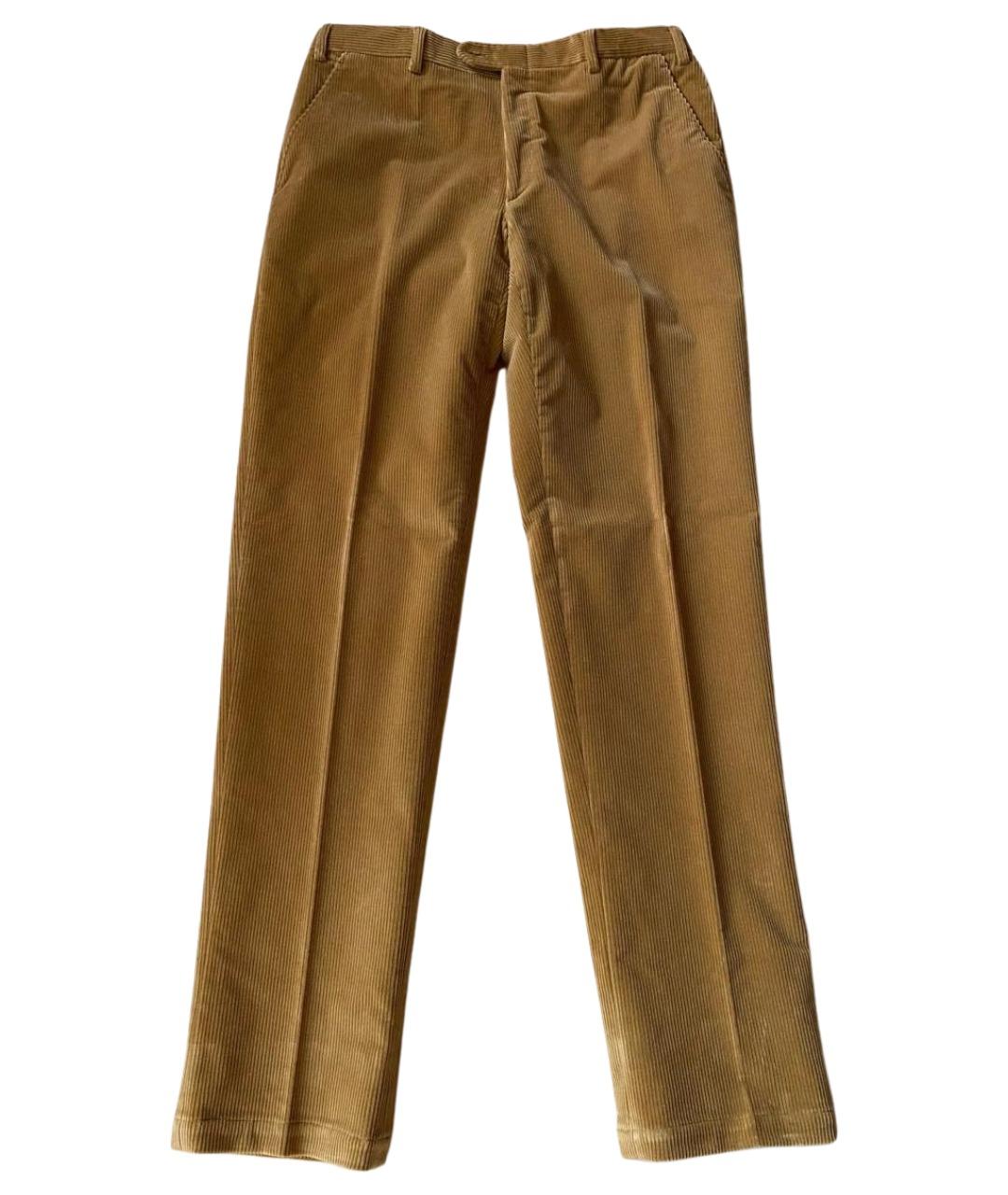 BRIONI Бежевые хлопко-эластановые повседневные брюки, фото 1