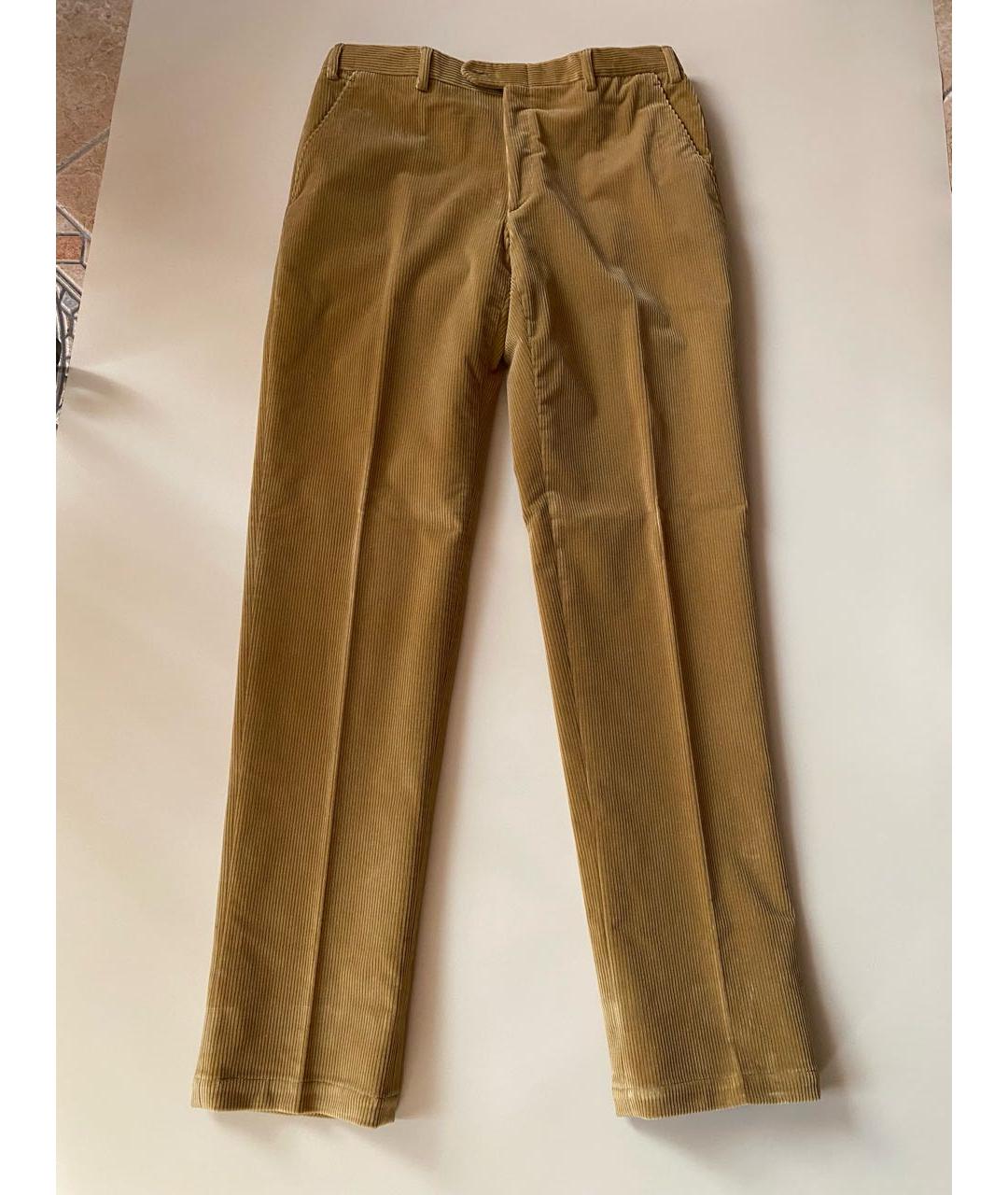 BRIONI Бежевые хлопко-эластановые повседневные брюки, фото 9