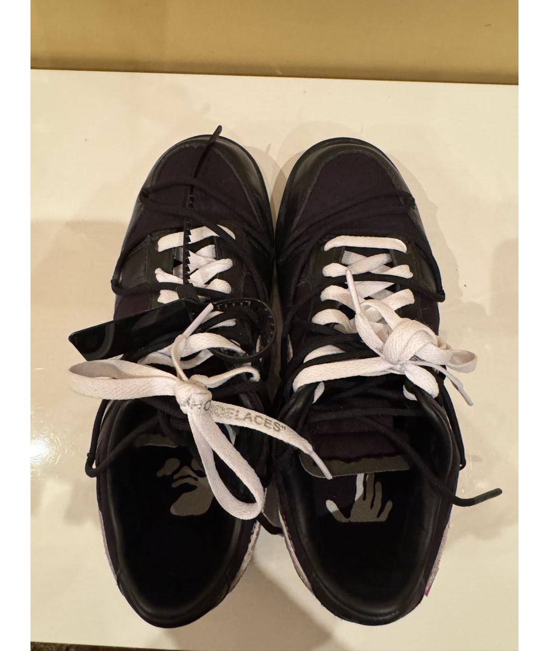 NIKE X OFF-WHITE Черные кожаные низкие кроссовки / кеды, фото 3