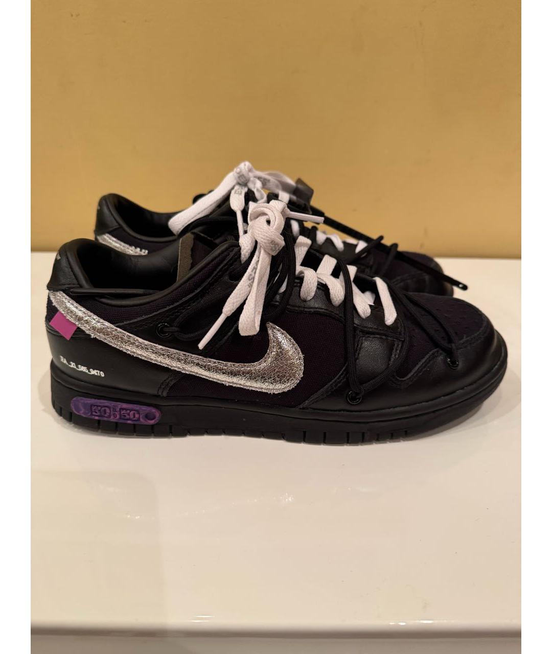 NIKE X OFF-WHITE Черные кожаные низкие кроссовки / кеды, фото 5