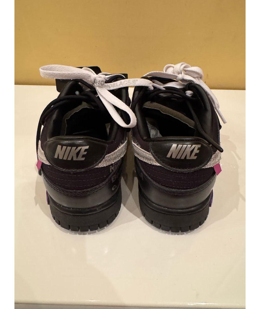 NIKE X OFF-WHITE Черные кожаные низкие кроссовки / кеды, фото 4