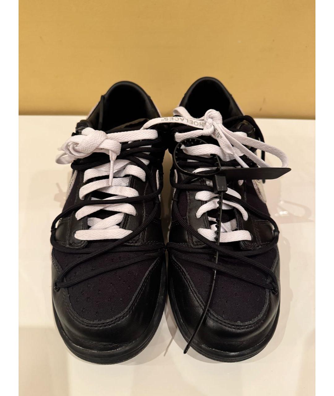 NIKE X OFF-WHITE Черные кожаные низкие кроссовки / кеды, фото 2