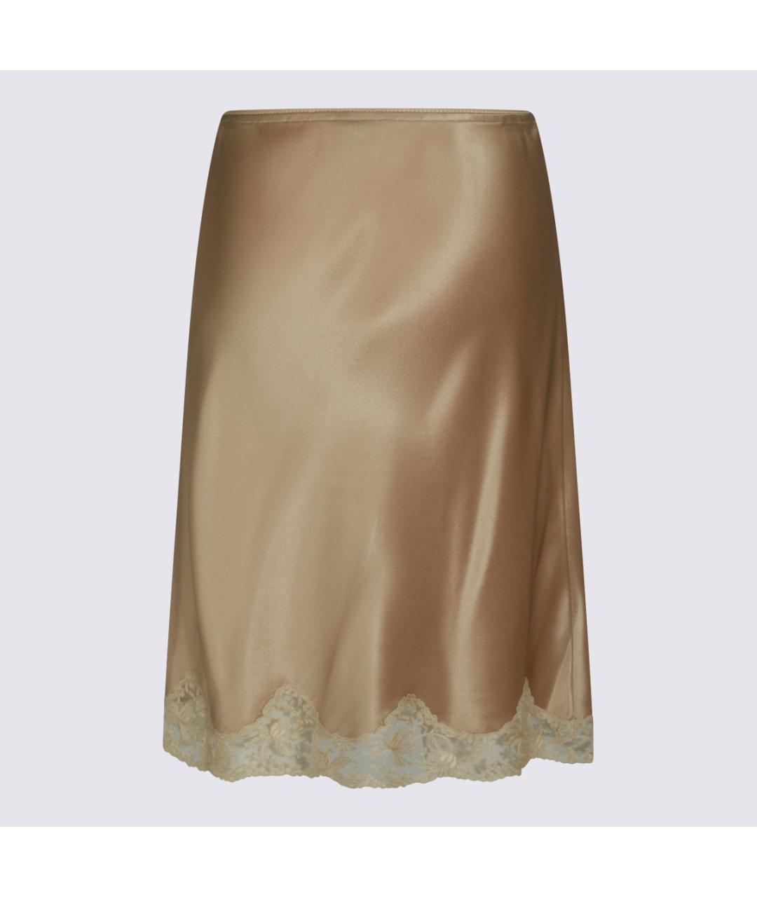 SAINT LAURENT Бежевая шелковая юбка миди, фото 2