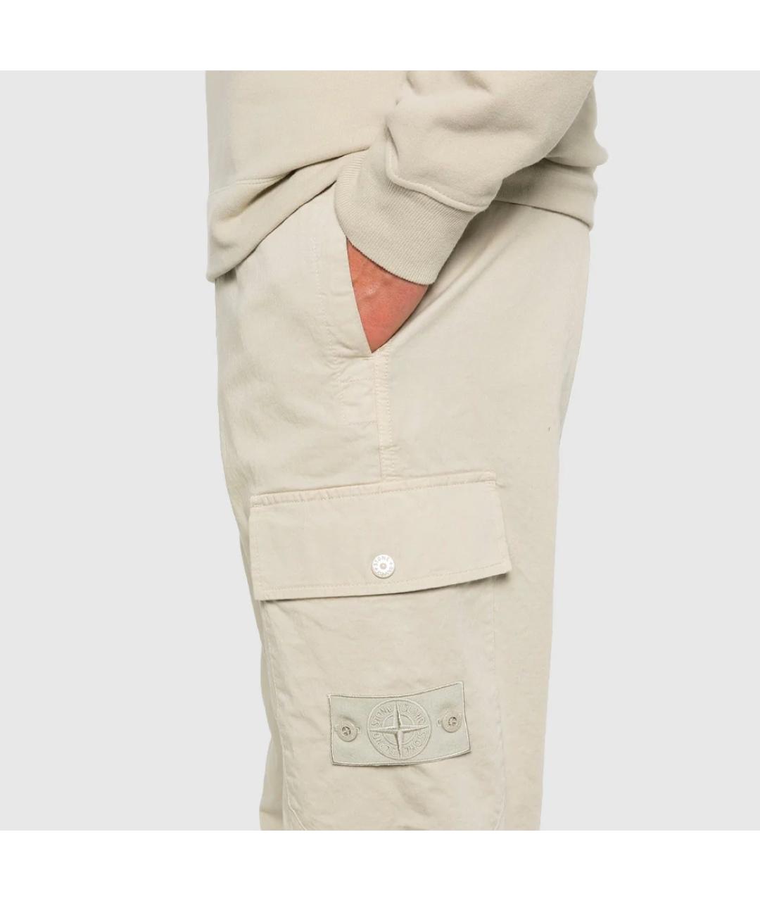 STONE ISLAND Бежевые хлопковые повседневные брюки, фото 3