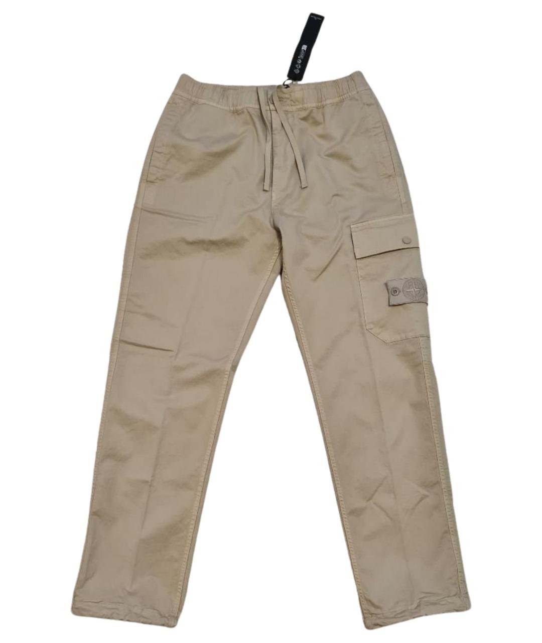 STONE ISLAND Бежевые хлопковые повседневные брюки, фото 1
