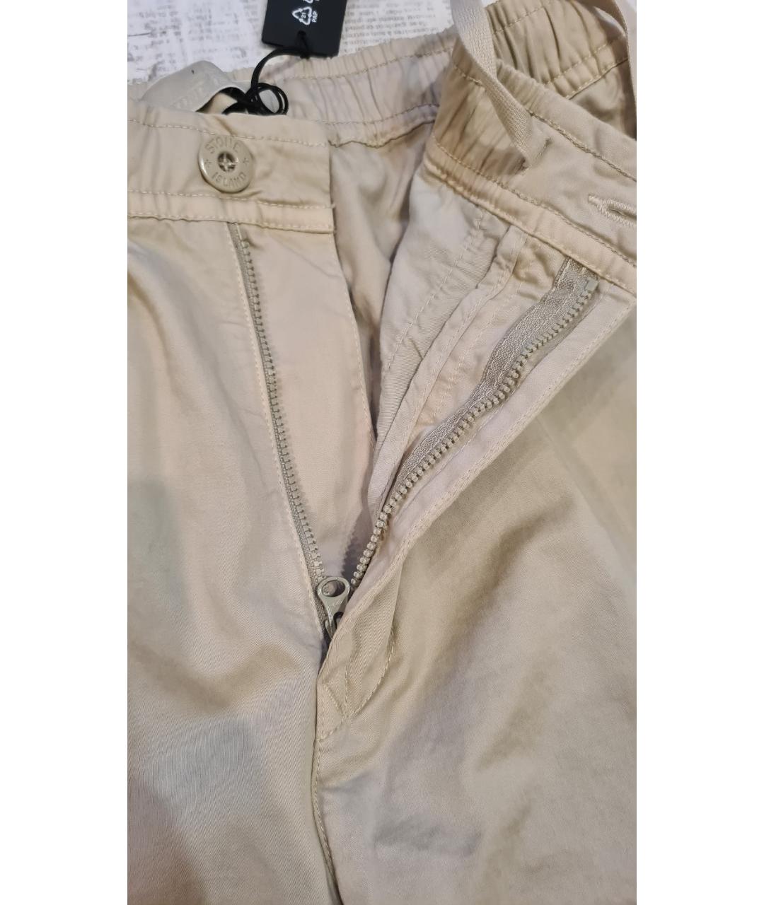 STONE ISLAND Бежевые хлопковые повседневные брюки, фото 6