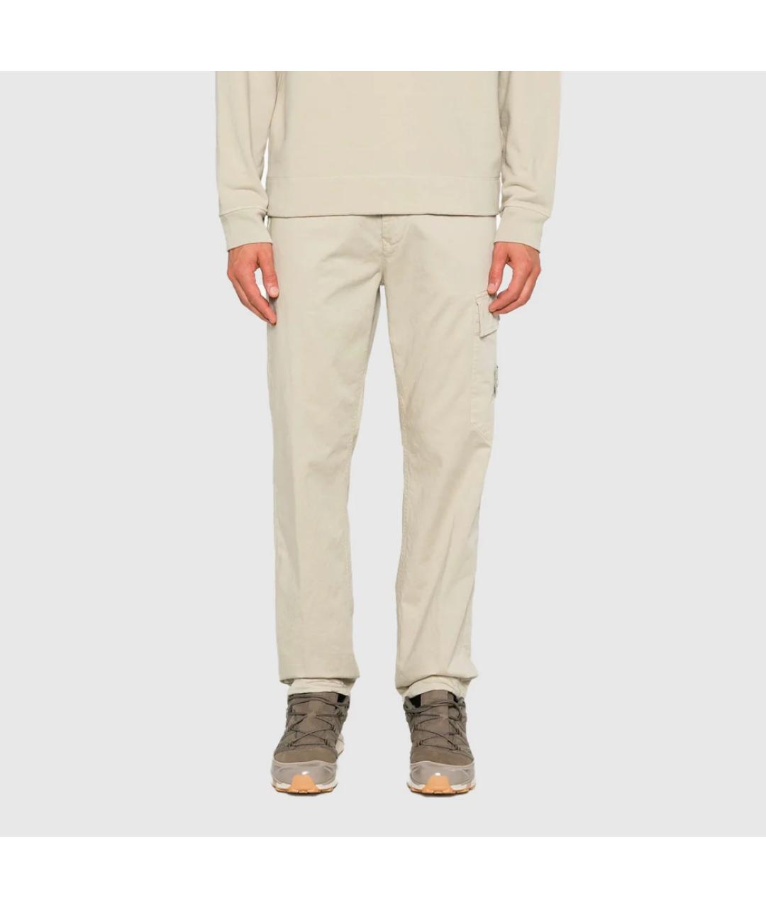 STONE ISLAND Бежевые хлопковые повседневные брюки, фото 2